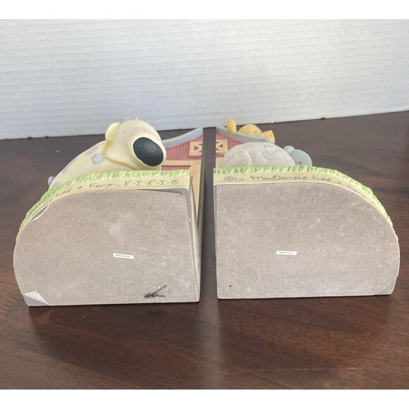 2001 David Walker Old MacDonald Nursery Rhyme Bookends Cow Pig Sheep Baby Room - Picture 8 of 10